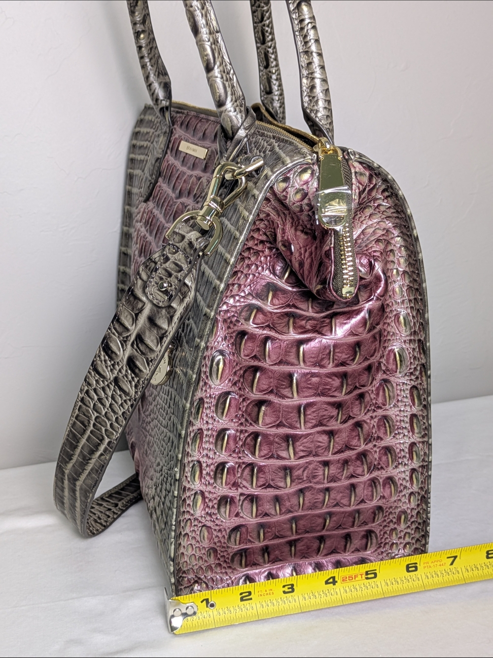 Brahmin Caroline Ombre Melbourne Leather Satchel Luxury Authentic - Picture 14 of 16